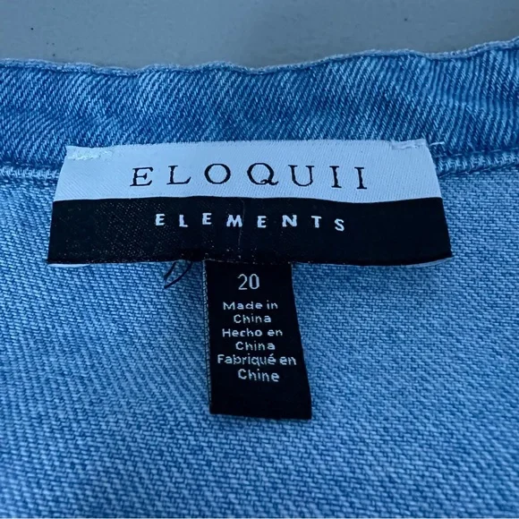 Eloquii Denim Shorts Romper Size 20 Elastic Waist Ruffles Summer Casual Everyday - Picture 6 of 9